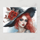 Recherche de sorcière en rouge cartes postales Imaginaire