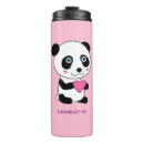 Recherche de panda avec un coeur tasses Rose