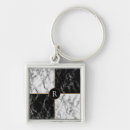 Recherche de marbre noir et blanc porteclés Monogramme