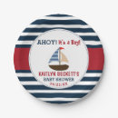 Recherche de bleu marine assiettes en papier Rayures