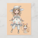 Recherche de fille chat cartes postales Jeune fille