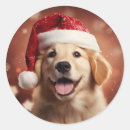 Recherche de chien de père noël autocollants Récupérateur doré