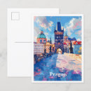 Recherche de république tchèque vintage cartes postales Aquarelle