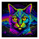 Recherche de chat psychédélique posters Coloré