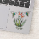 Recherche de fleur de colibri autocollants Aquarelle