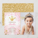 Recherche de princesse 1ans anniversaire invitations Rose et or