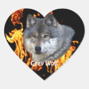 Recherche de coeur flammes autocollants Loup gris