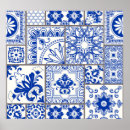 Recherche de motif vintage géométrique posters Bleu