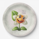 Recherche de fleurs blanches assiettes en papier Aquarelle