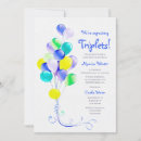 Recherche de triplet baby shower invitations Bleu