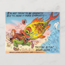 Recherche de poissons drôles cartes postales Vintage