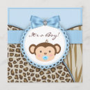 Recherche de singe baby shower invitations Bleu