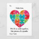Recherche de morceaux de puzzle cartes postales Valentine