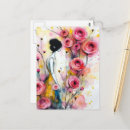 Recherche de femme dans le jardin cartes postales Dame
