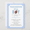 Recherche de football baby shower invitations Bleu