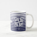 Recherche de rayures de bleu marine et de blanc tasses Maritime