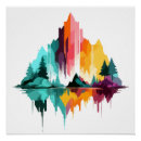 Recherche de montagne de cascade art Aquarelle