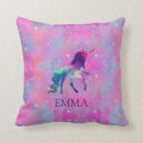 Recherche de licorne pourpre coussins Rose