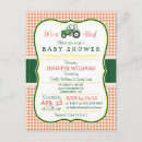 Recherche de tractor baby shower invitations Vert