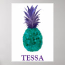 Recherche de ananas tropical posters Bleu
