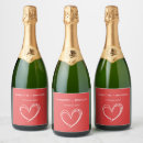 Recherche de coeur rouge bouteilles vin étiquettes Couple