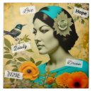 Recherche de oiseaux vintages carreaux Fleurs