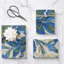 Recherche de plume de paon papier cadeau Bleu