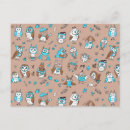 Recherche de motif de hibou cartes postales Bleu