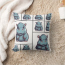 Recherche de hippopotame mignon coussins Bleu
