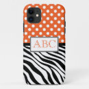 Recherche de pois orange et blanc iphone coques Monogramme