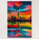 Recherche de cityscape puzzles Coucher de soleil