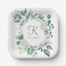 Recherche de fleurs blanches assiettes en papier Monogramme