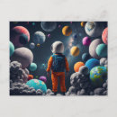Recherche de planète colorée cartes postales Astronaute