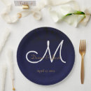 Recherche de bleu marine assiettes Monogramme