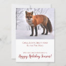 Recherche de renard dans la neige vœux cartes Moderne