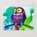 Recherche de hiboux colorés cartes postales Mignon