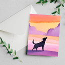 Recherche de silhouette de chien vœux cartes Coucher de soleil
