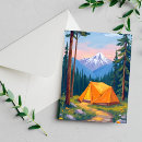 Recherche de camping tente vœux cartes Bois