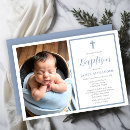 Recherche de gris bleu baptême invitations Élégant