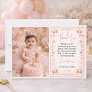 Recherche de 1 an anniversaire remerciements cartes Bébé fille