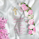 Recherche de première de croix rose petite communion invitations Feuille d'or