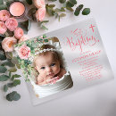 Recherche de carrées baptême invitations Bébé fille