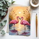 Recherche de peinture flamant cartes postales Rose