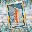 Recherche de ski christmas vœux cartes Rétro