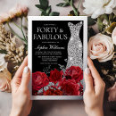Recherche de noir et rouge anniversaire invitations Argent