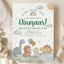 Recherche de dinosaure 1ans anniversaire invitations Bleu vert jaune