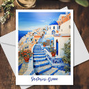Recherche de aquarelle santorini cartes postales Peinture