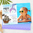 Recherche de sirène et pirate cartes invitations Jeune fille