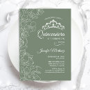 Recherche de sage green quinceanera invitations Élégant