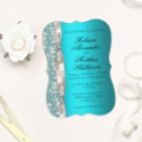Recherche de bleu turquoise et blanc mariage invitations Dentelle
